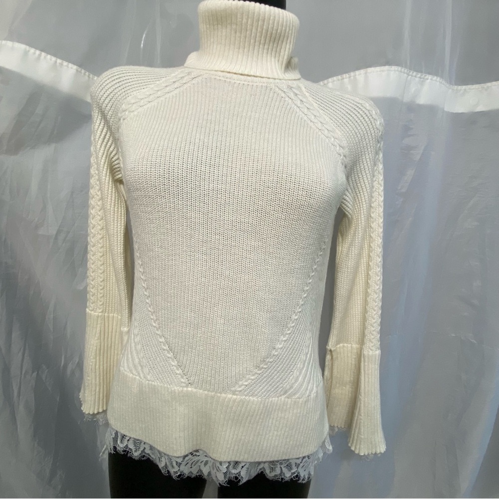 Banana Republic Olivia Palermo Collection Turtleneck Sweater Merino Lace XS